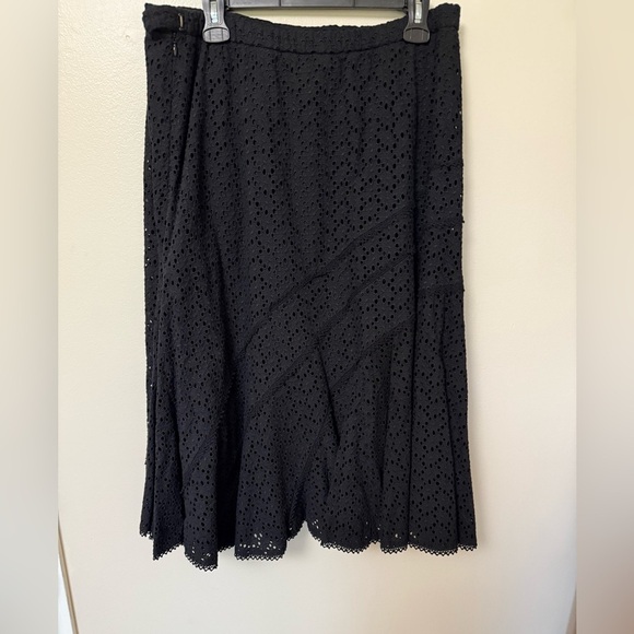 Coldwater Creek Black Eyelet lace ruffle midi Skirt - Picture 3 of 12